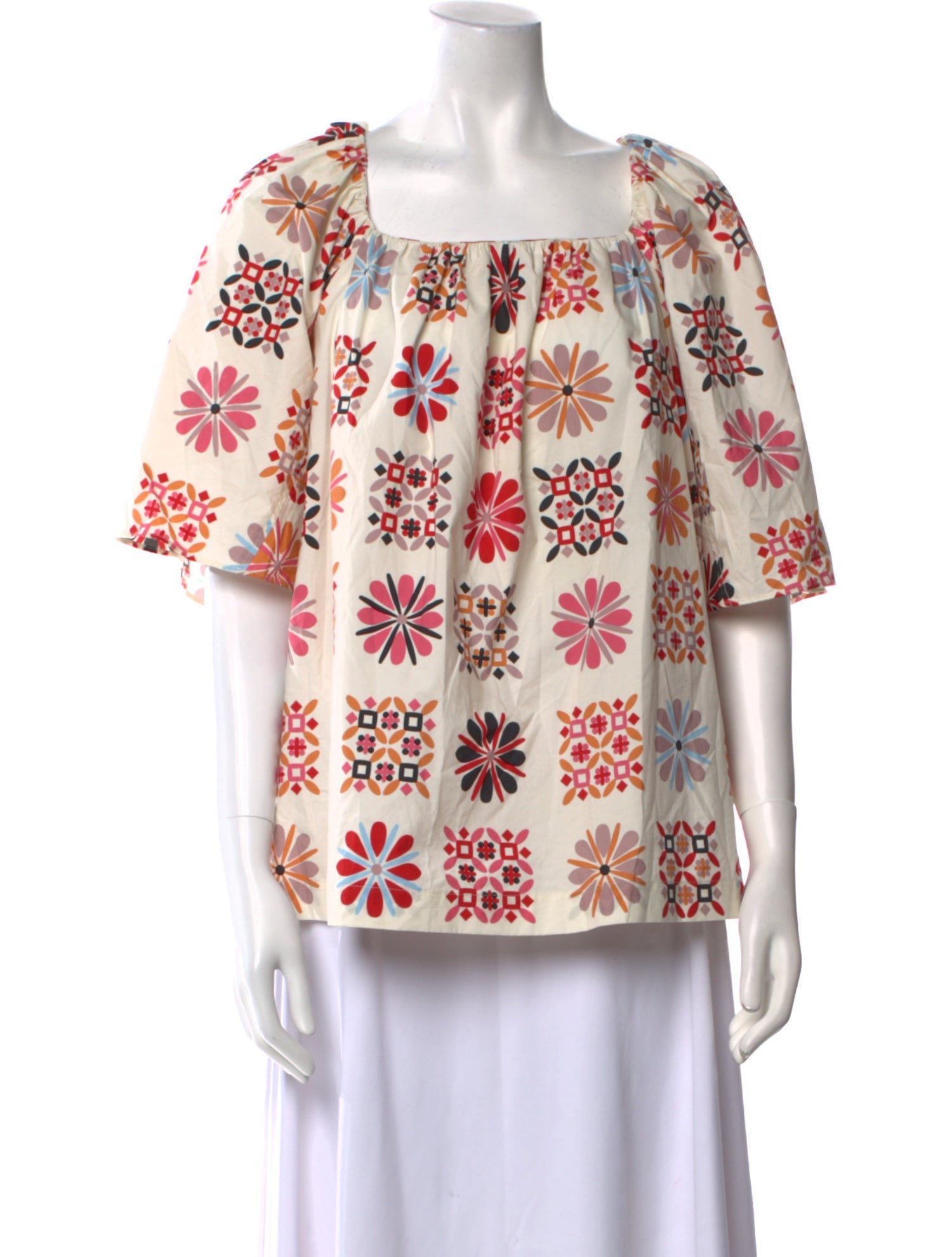 La DoubleJ Floral Print Square Neckline Blouse