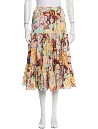 La DoubleJ Floral Print Midi Length Skirt