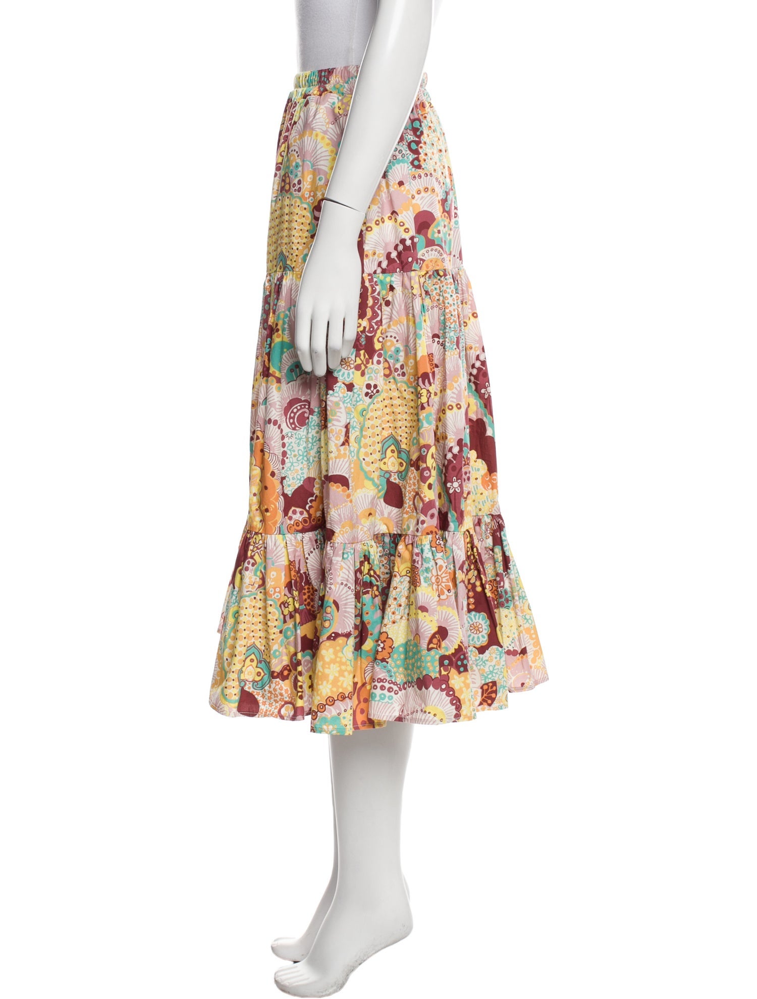 La DoubleJ Floral Print Midi Length Skirt