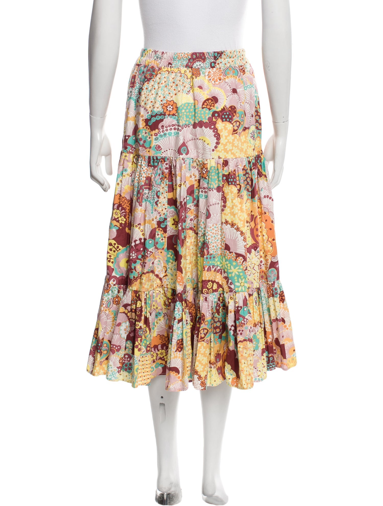 La DoubleJ Floral Print Midi Length Skirt