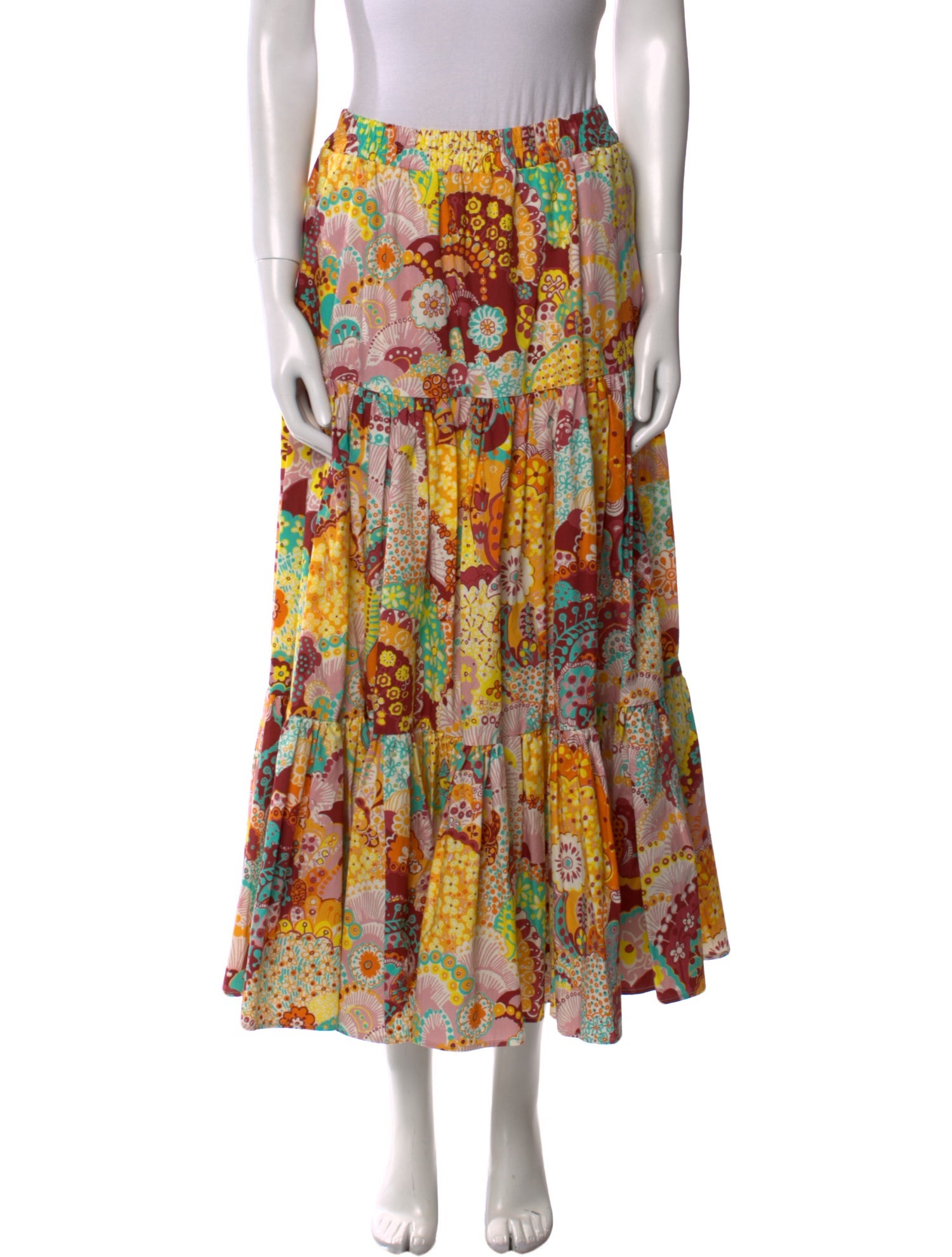 La DoubleJ Floral Print Midi Length Skirt