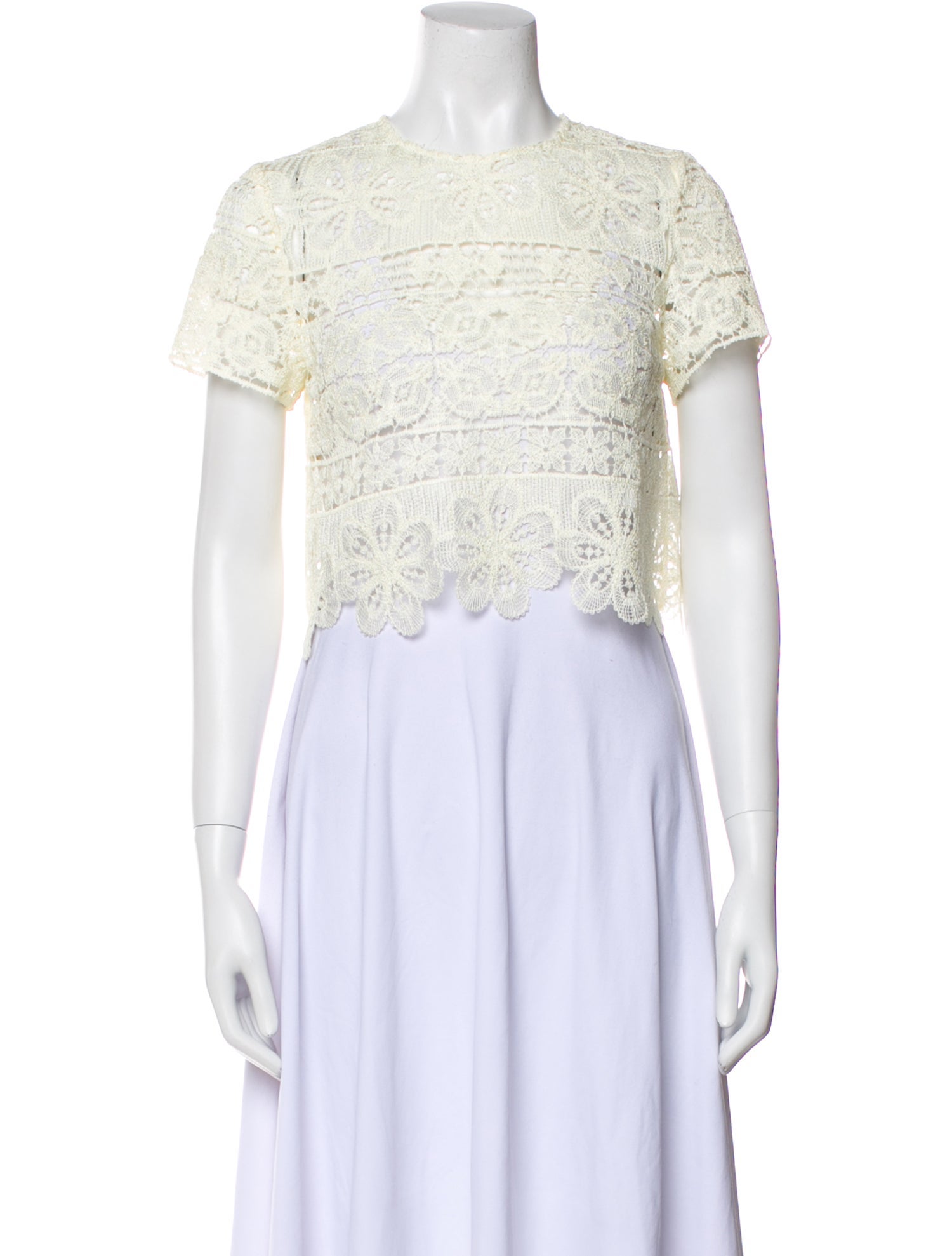 La DoubleJ Lace Pattern Crew Neck Crop Top w/ Tags