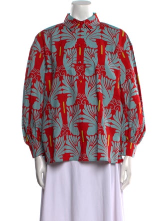 La DoubleJ Printed Long Sleeve Button-Up Top