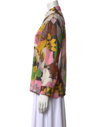 La DoubleJ Floral Print Long Sleeve Button-Up Top