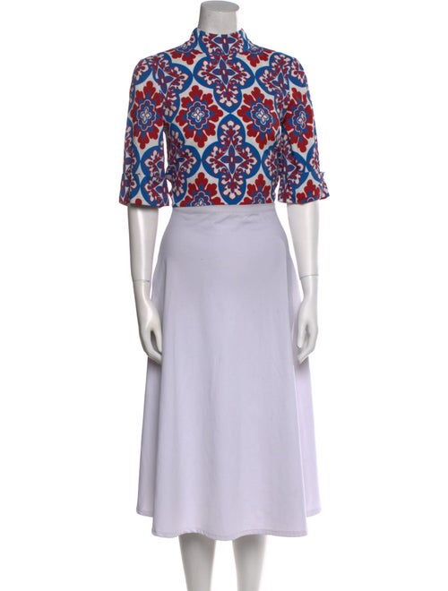 La DoubleJ Floral Print Mock Neck Crop Top