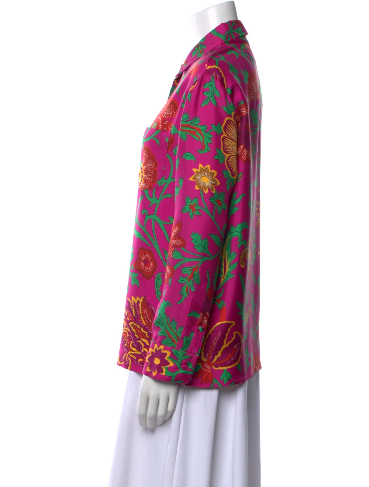 La DoubleJ Silk Floral Print Button-Up Top