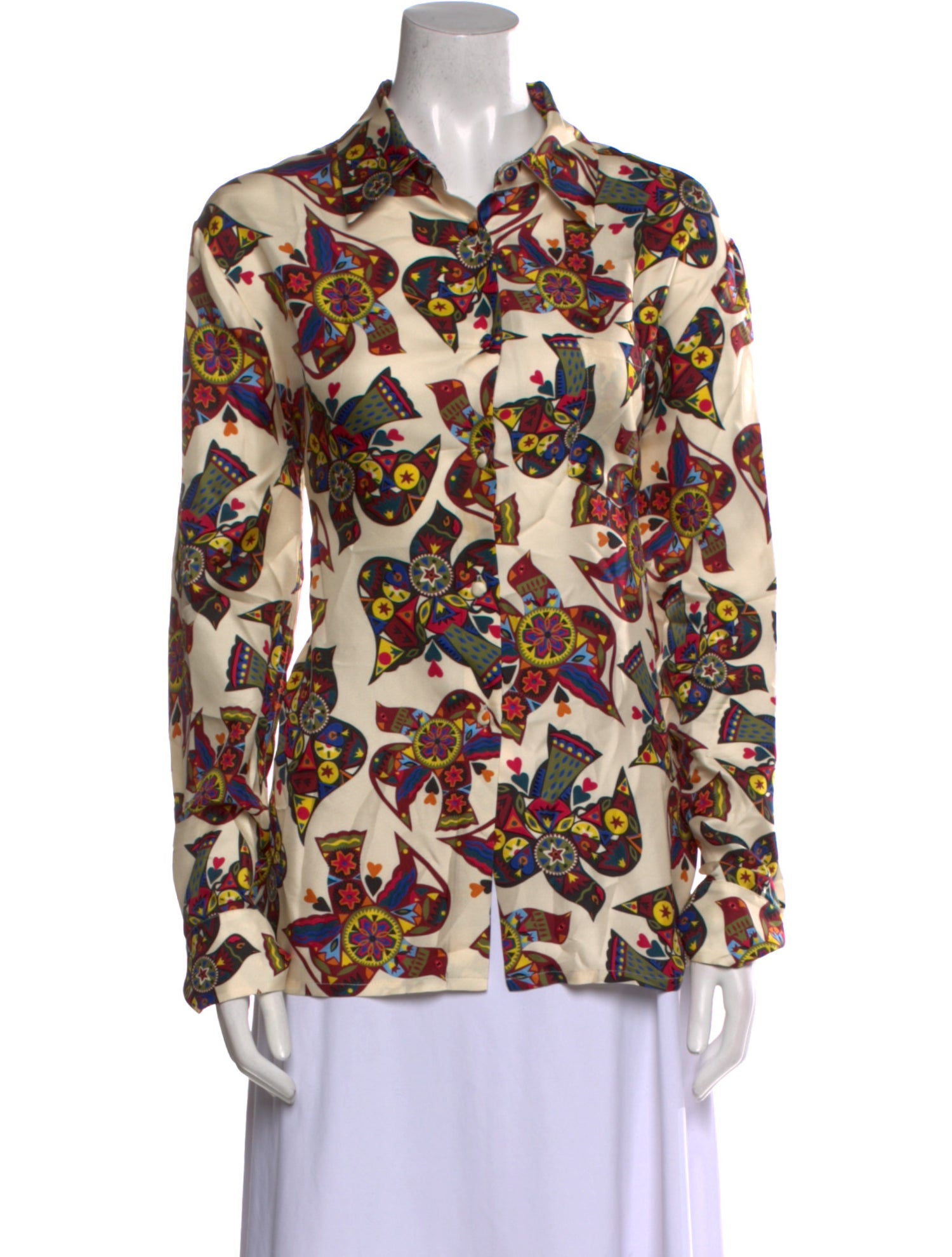 La DoubleJ Silk Printed Button-Up Top