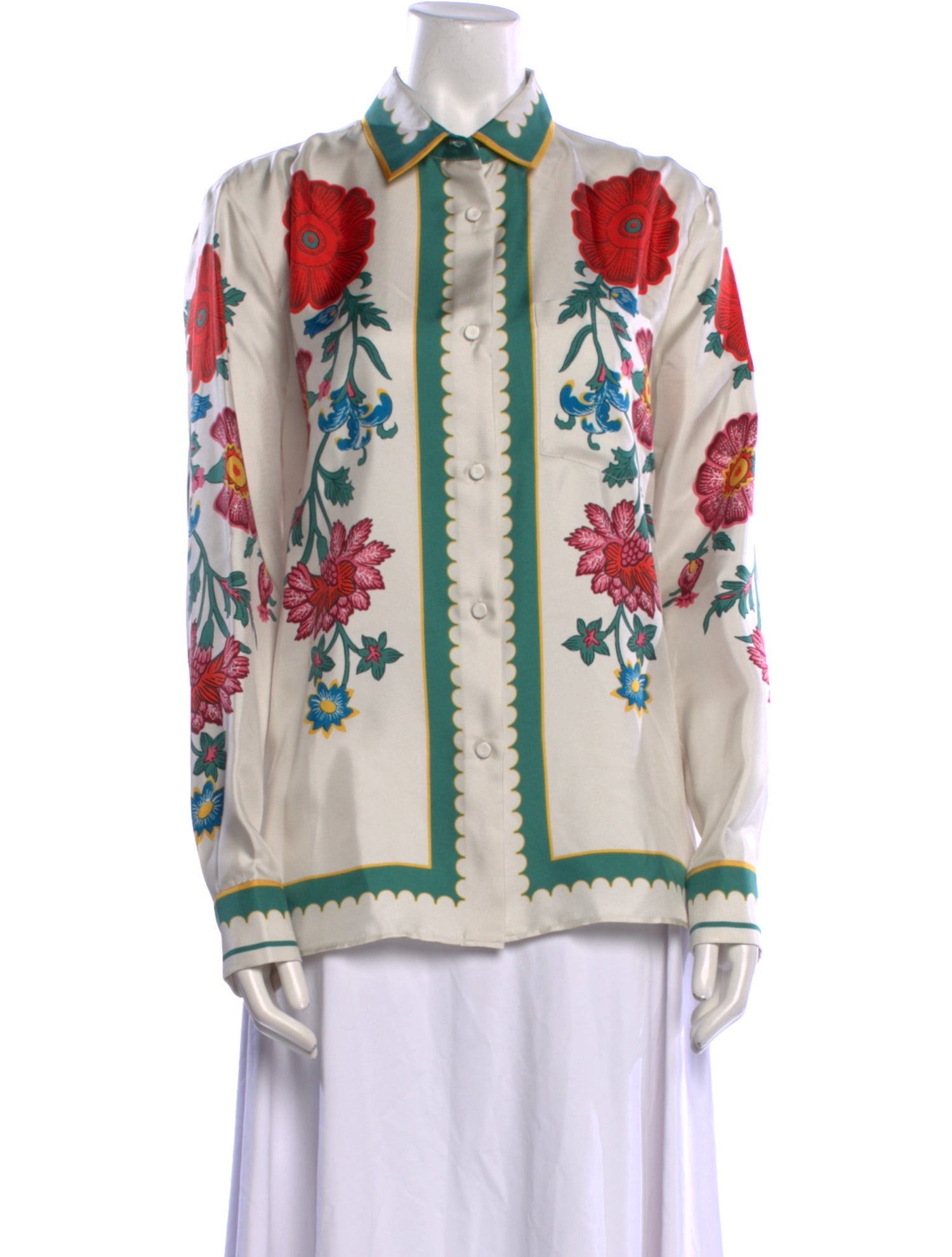 La DoubleJ Silk Printed Button-Up Top