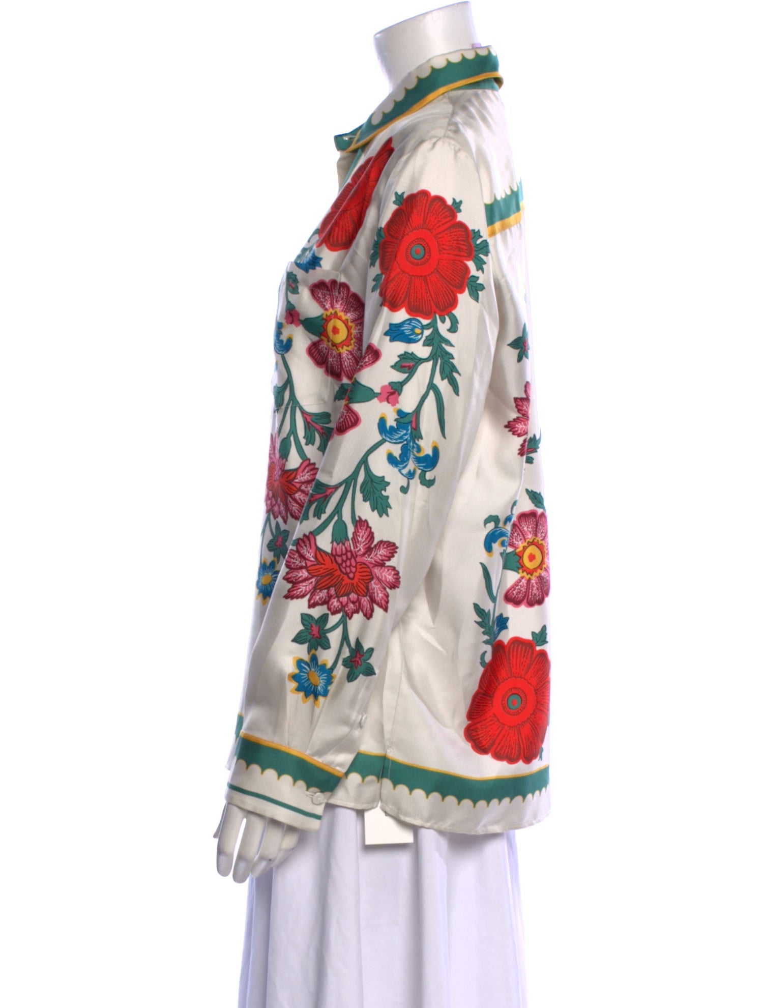 La DoubleJ Silk Printed Button-Up Top