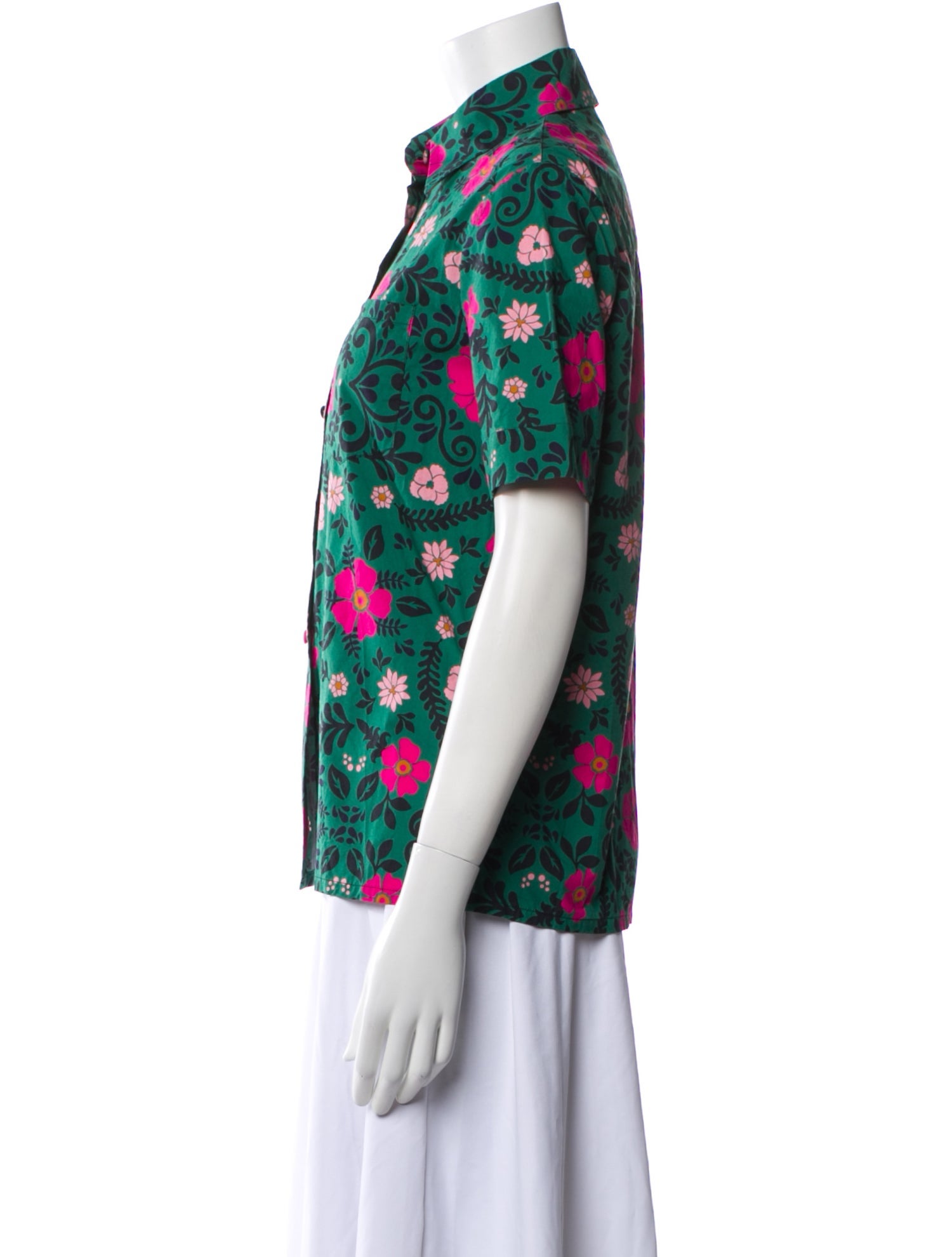 La DoubleJ Floral Print Short Sleeve Button-Up Top