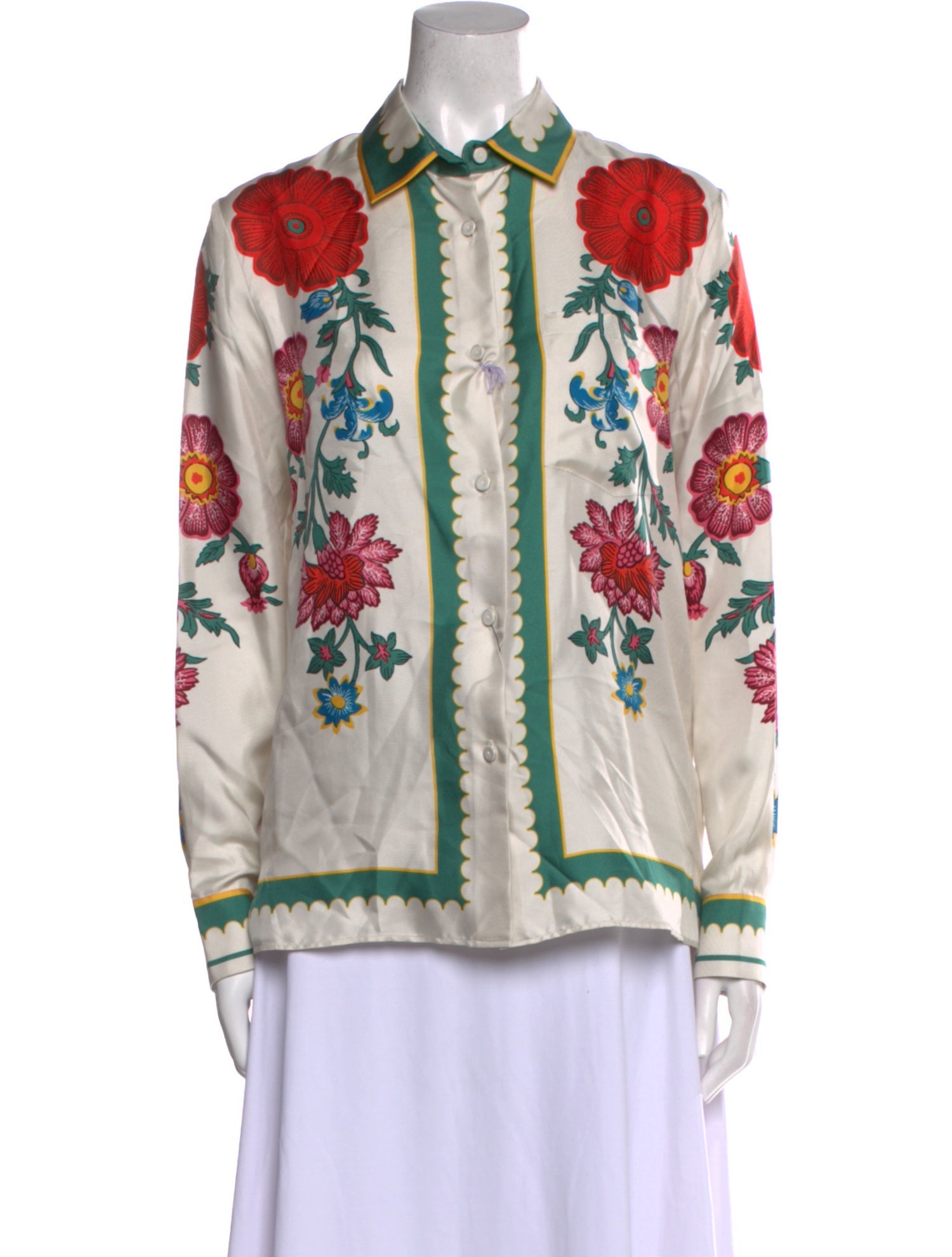 La DoubleJ Silk Floral Print Button-Up Top w/ Tags