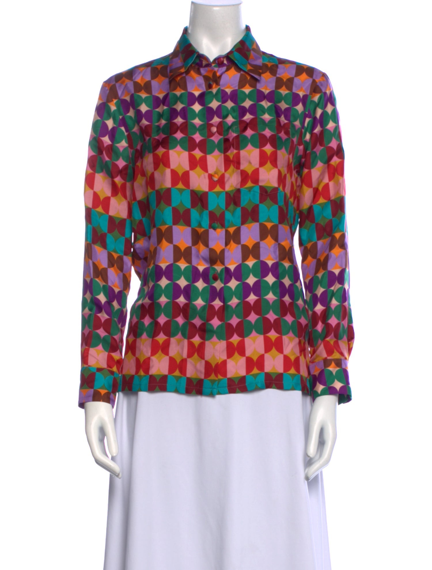 La DoubleJ Silk Printed Button-Up Top