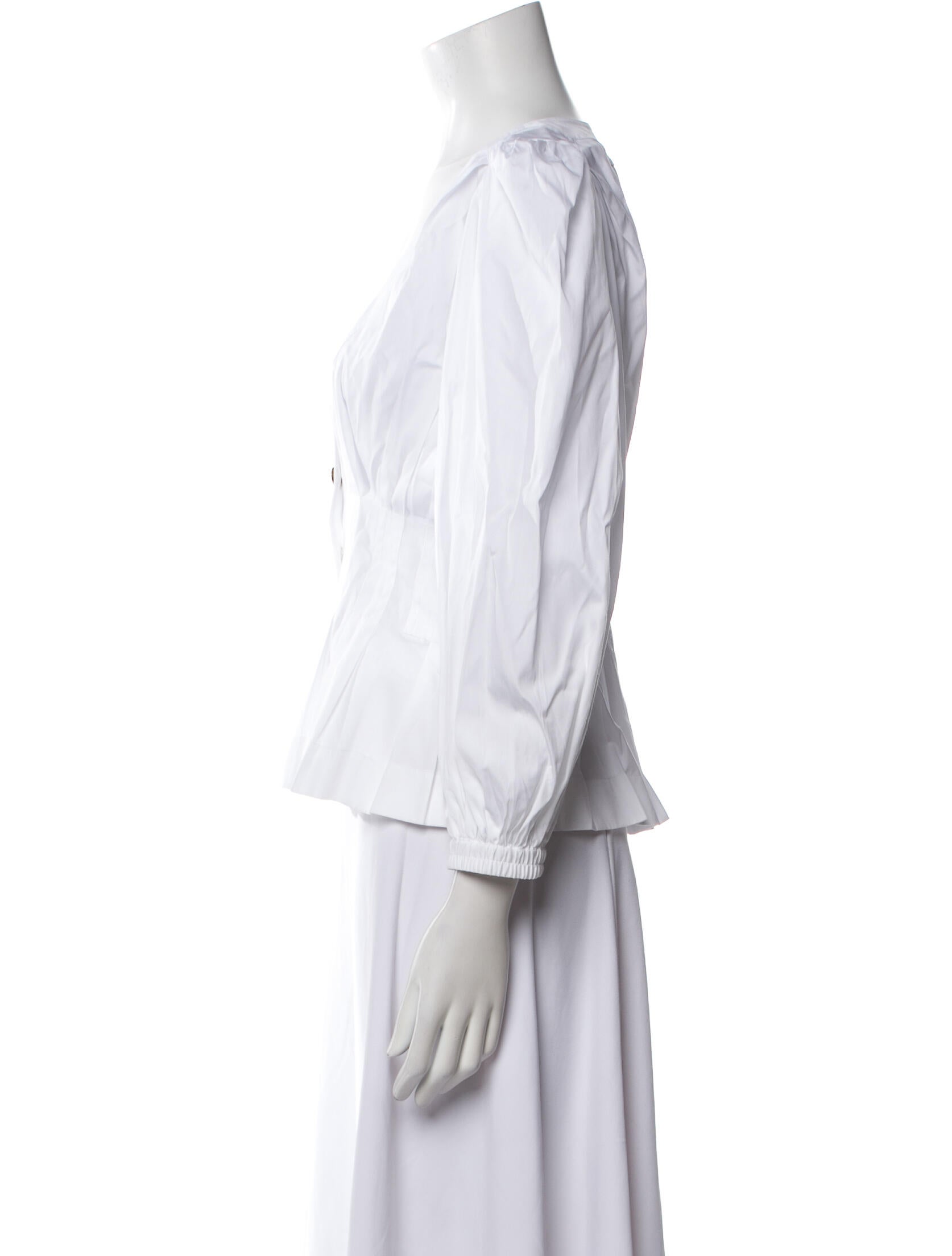 La DoubleJ V-Neck Three-Quarter Sleeve Button-Up Top