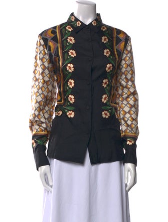 La DoubleJ Silk Printed Button-Up Top