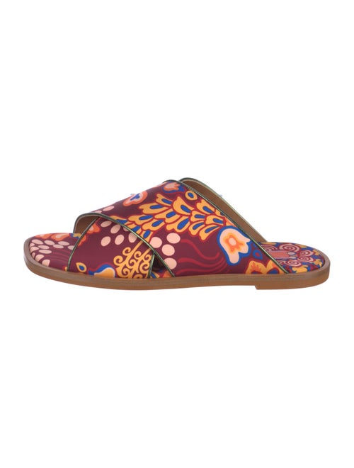 La DoubleJ Printed Leather Trim Embellishment Mules