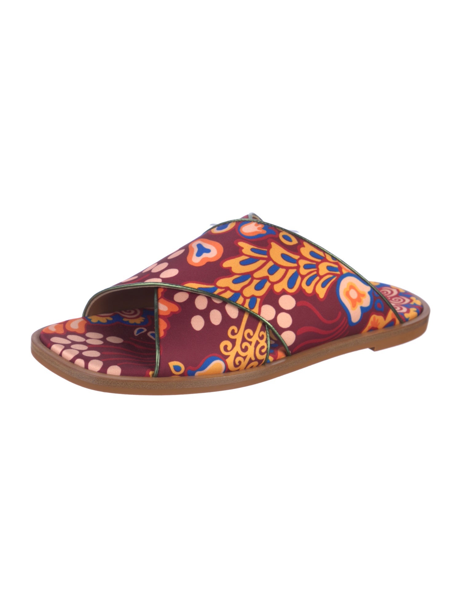 La DoubleJ Printed Leather Trim Embellishment Mules