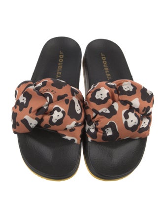 La DoubleJ Satin Floral Print Slides
