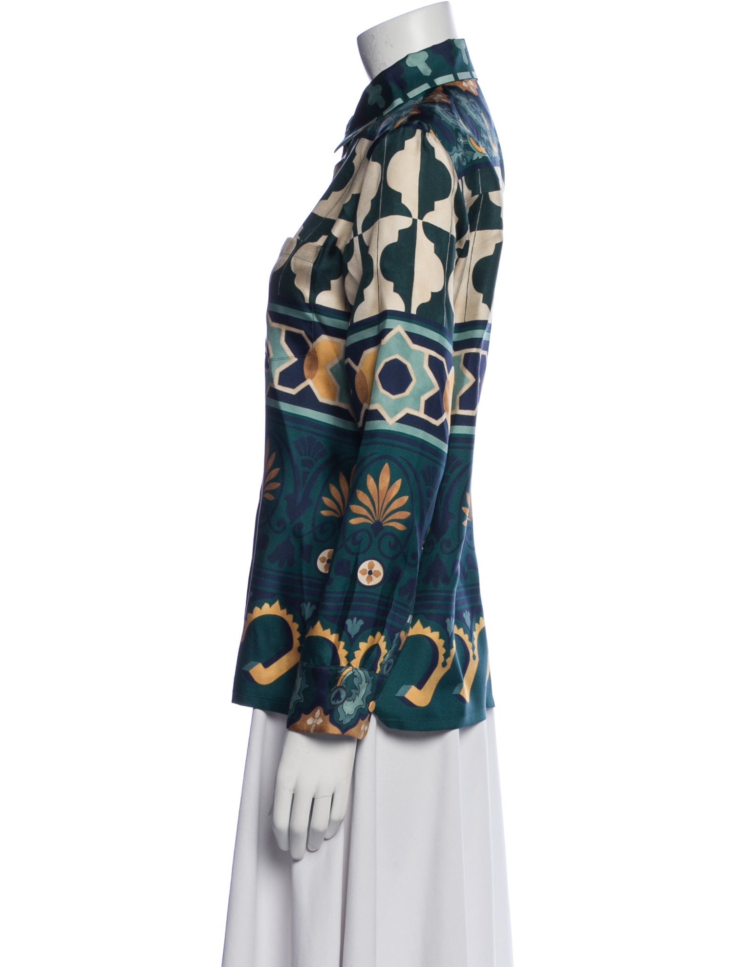 La DoubleJ Silk Printed Button-Up Top