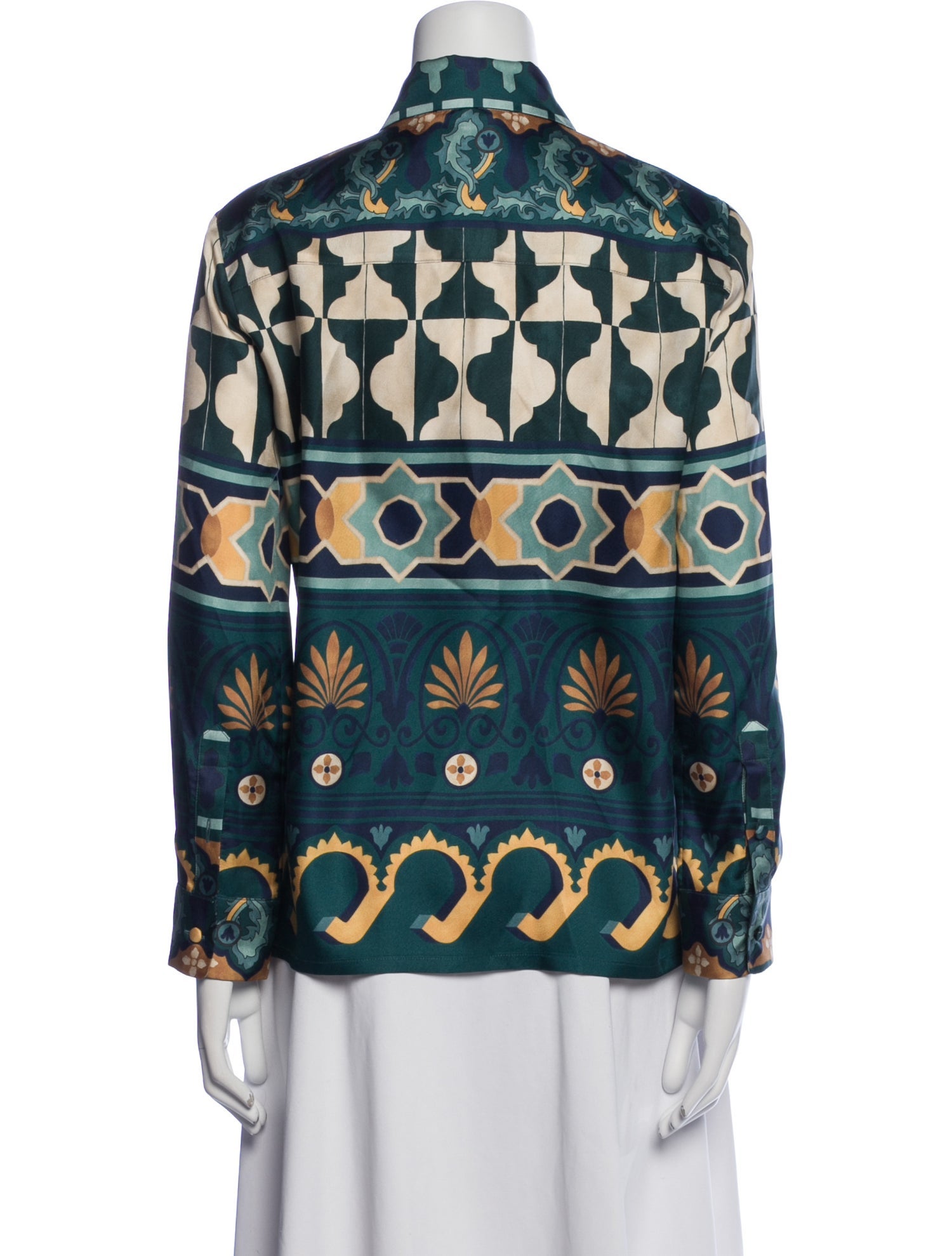 La DoubleJ Silk Printed Button-Up Top