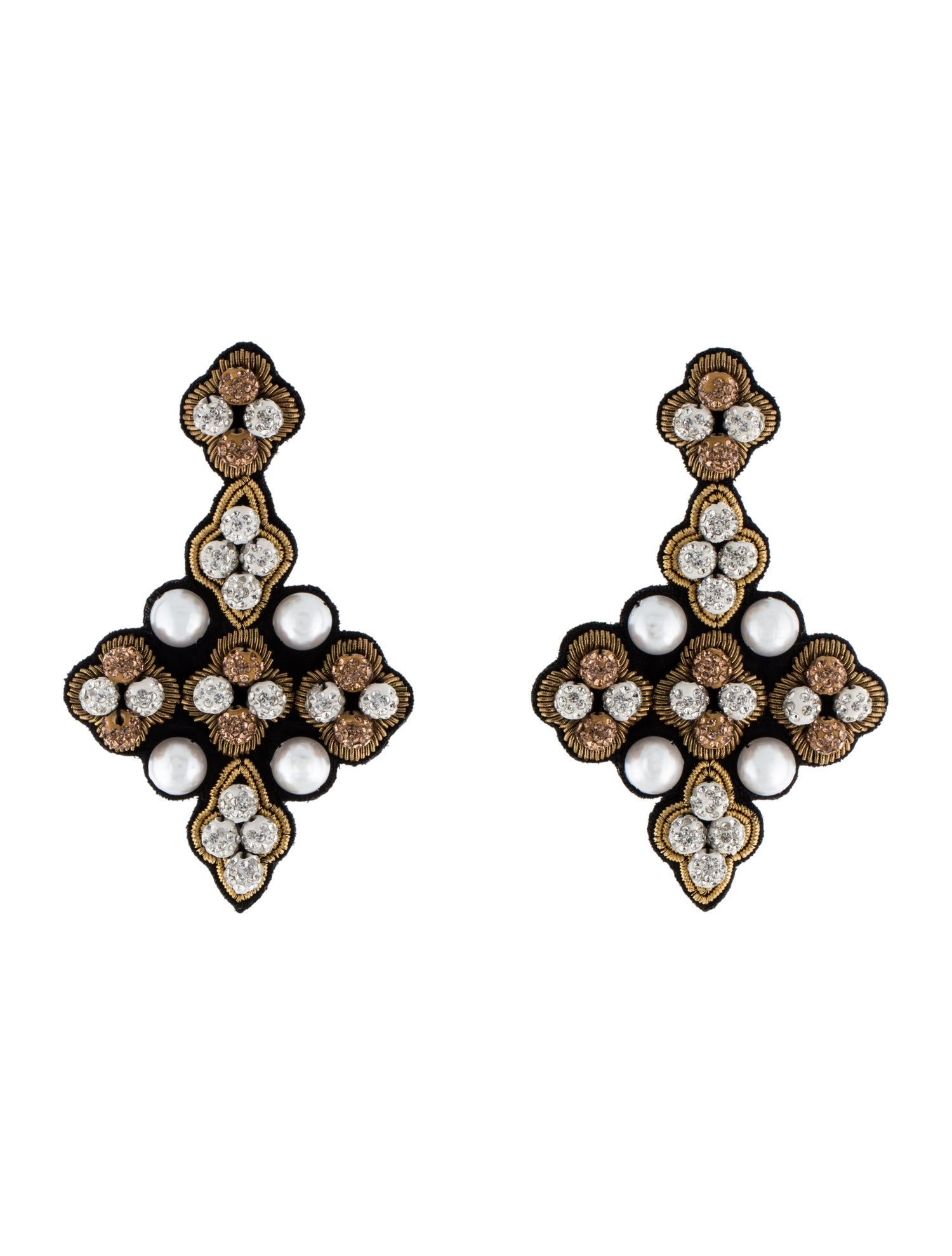 La DoubleJ Faux Pearl, Leather & Crystal Ella Drop Earrings