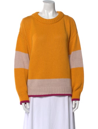 La DoubleJ Colorblock Pattern Crew Neck Sweater