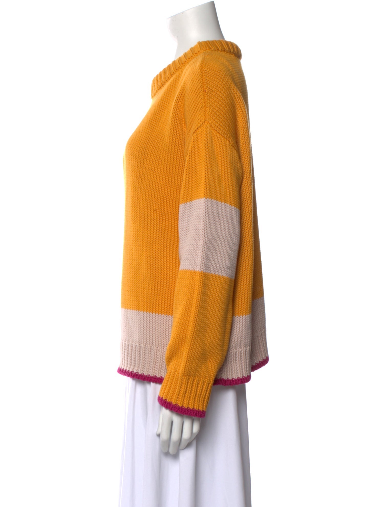 La DoubleJ Colorblock Pattern Crew Neck Sweater