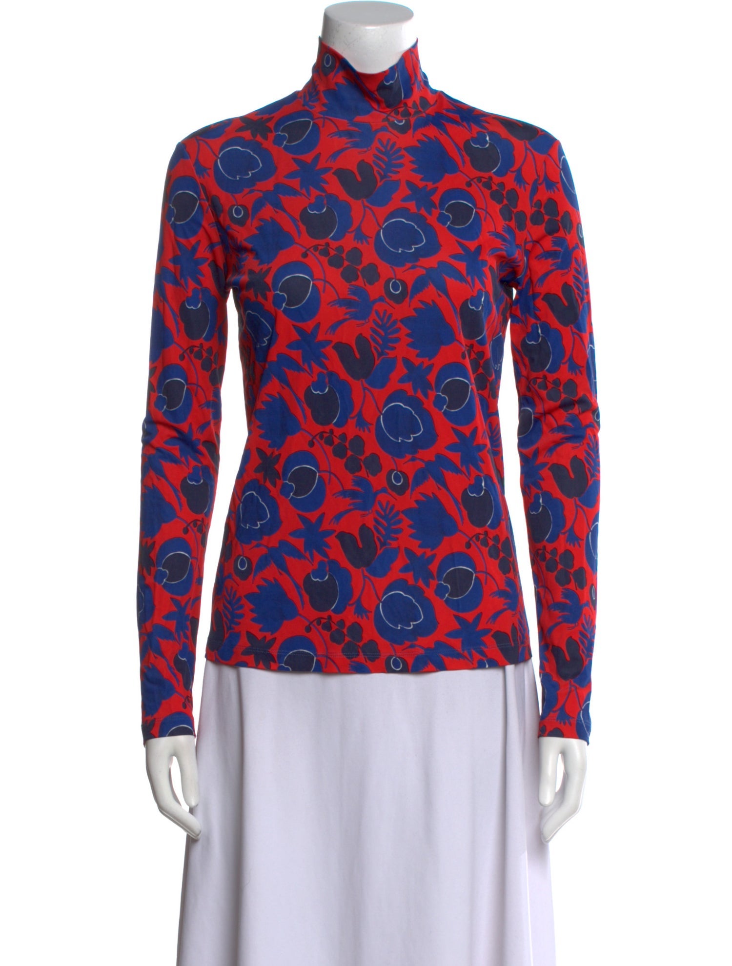 La DoubleJ Printed Mock Neck Button-Up Top