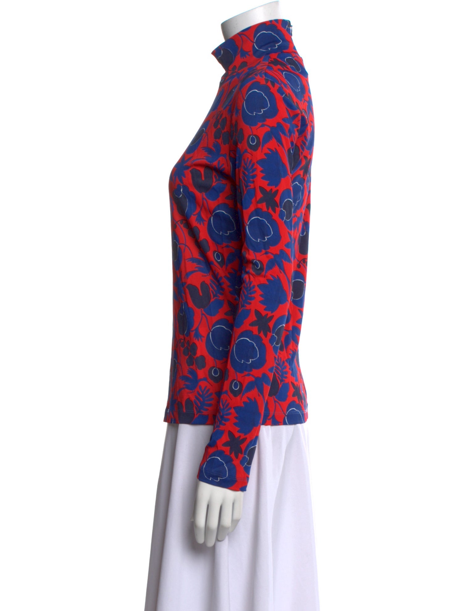 La DoubleJ Printed Mock Neck Button-Up Top