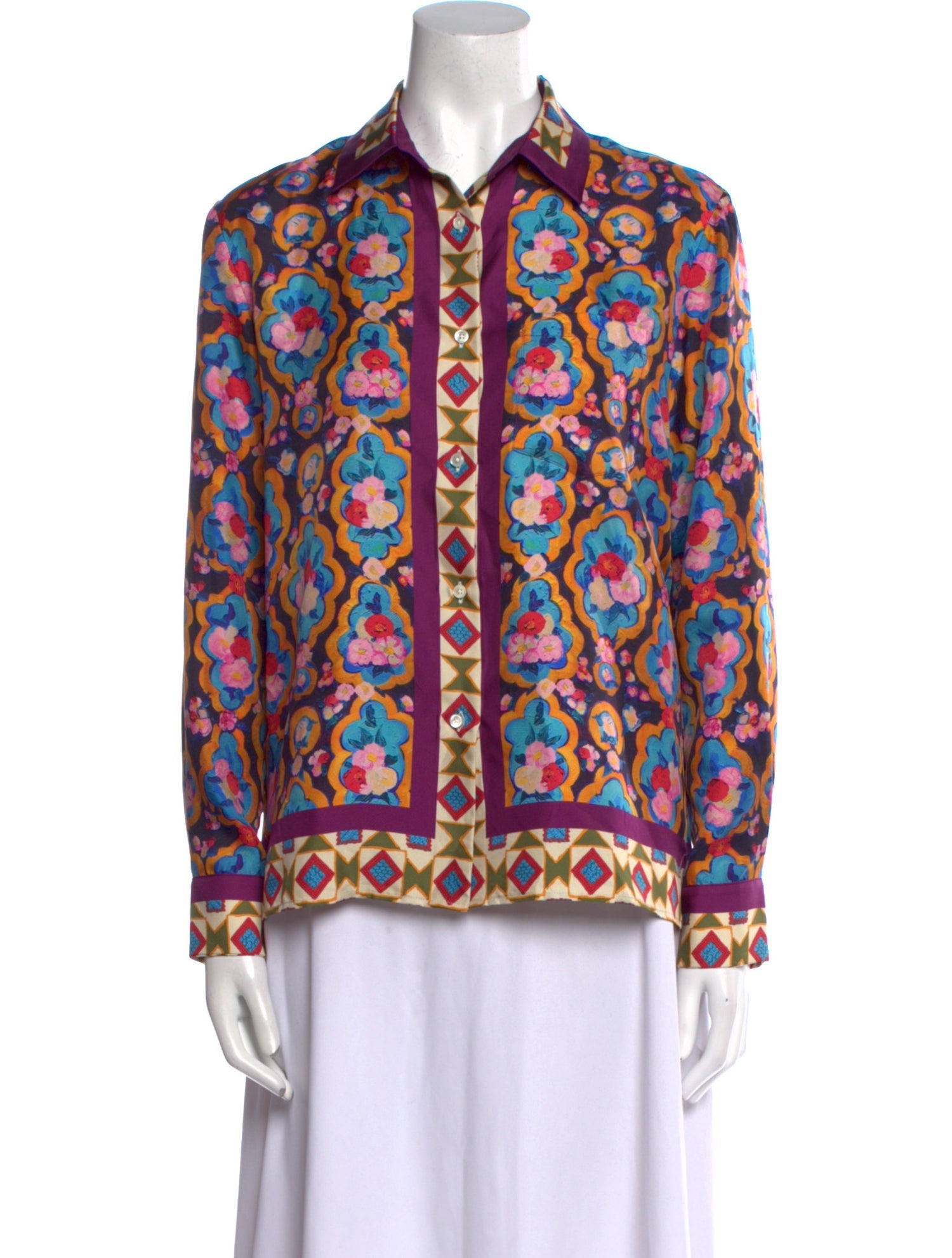 La DoubleJ Silk Printed Button-Up Top