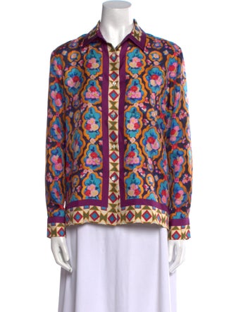 La DoubleJ Silk Printed Button-Up Top