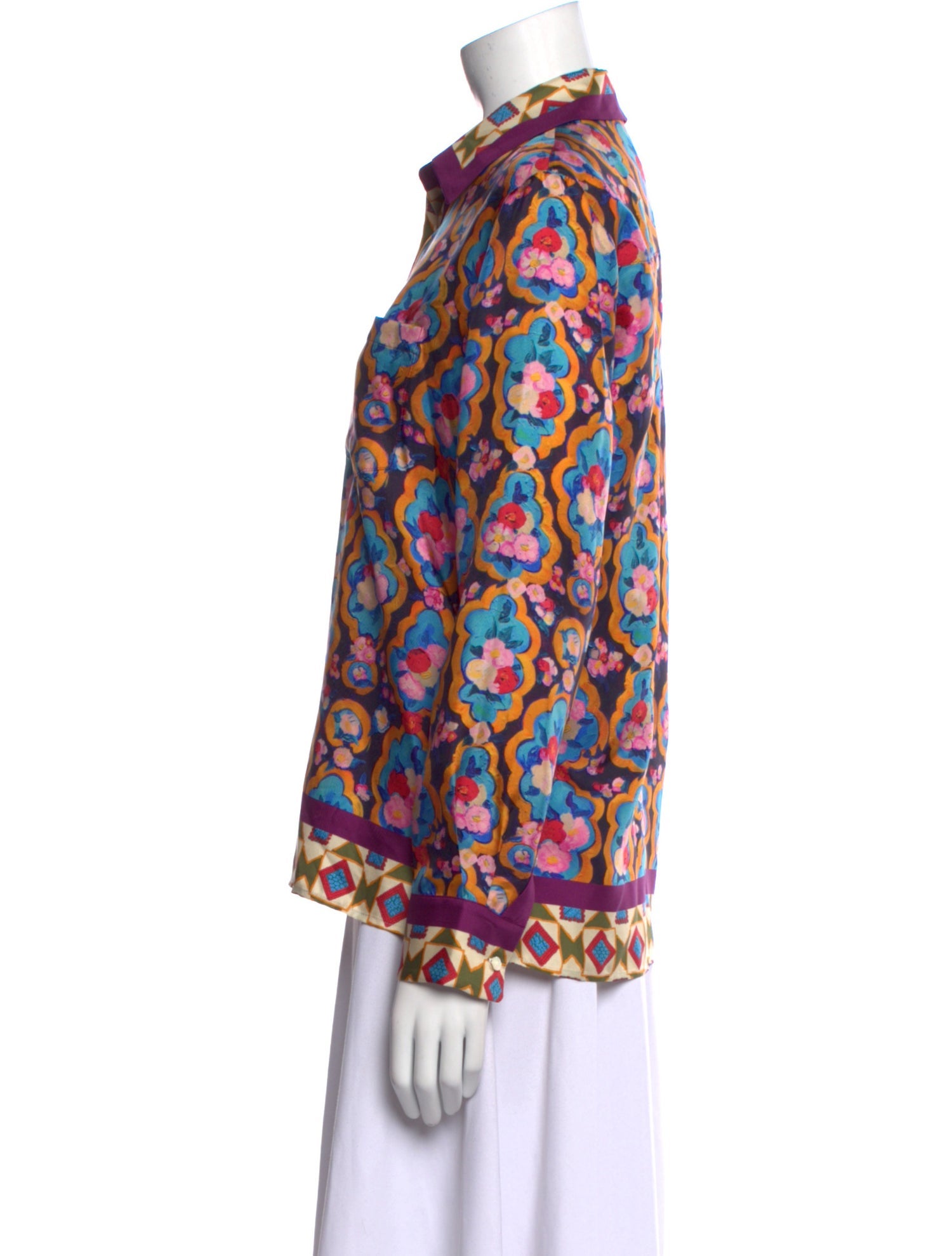 La DoubleJ Silk Printed Button-Up Top