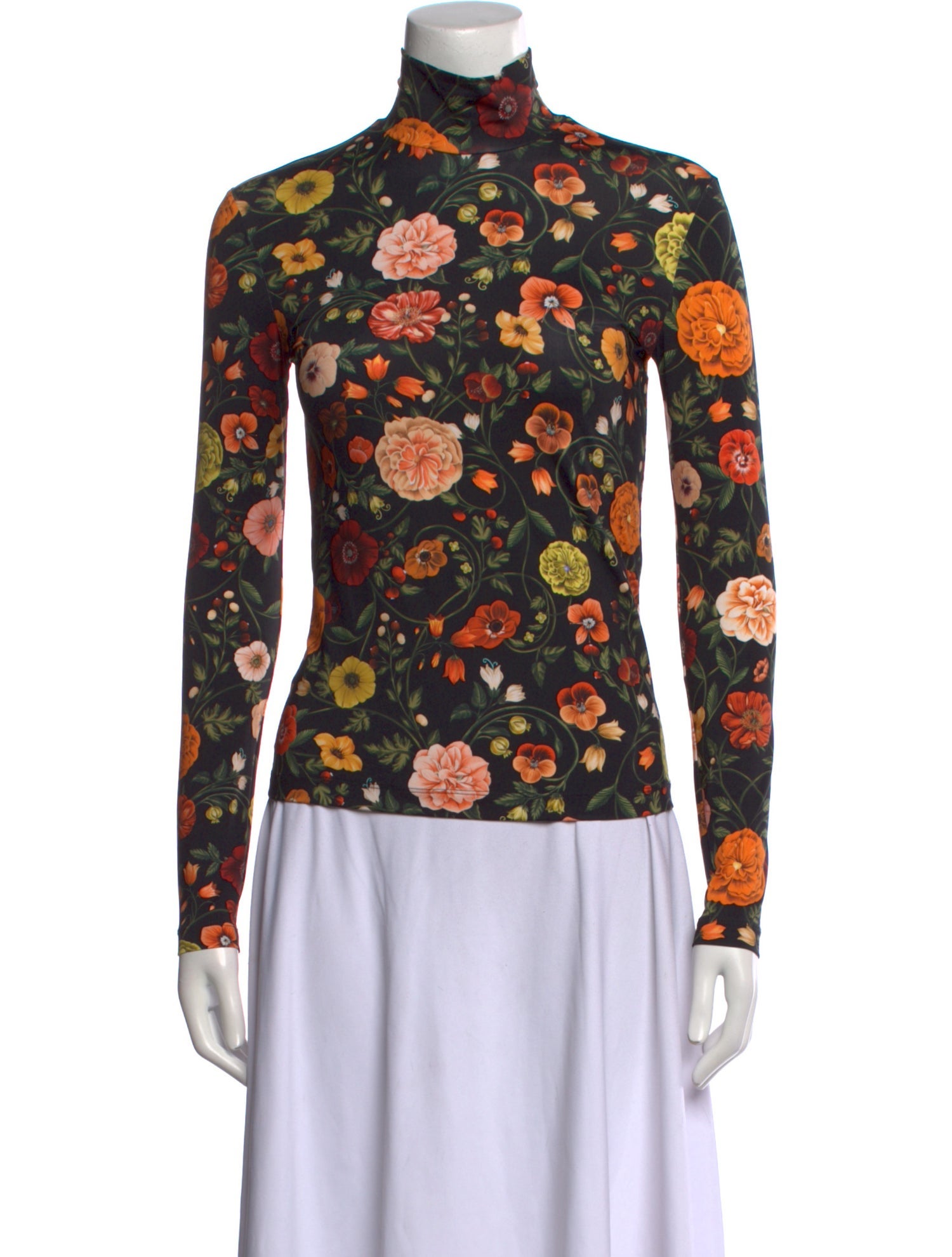 La DoubleJ Floral Print Mock Neck Top
