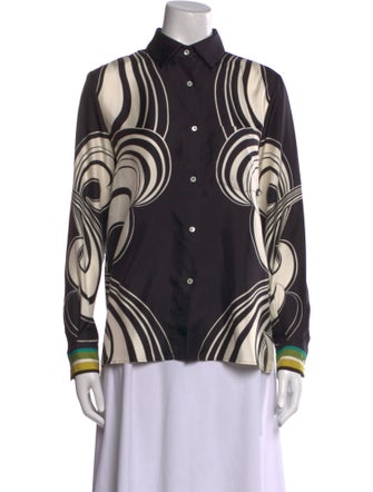 La DoubleJ Silk Printed Button-Up Top