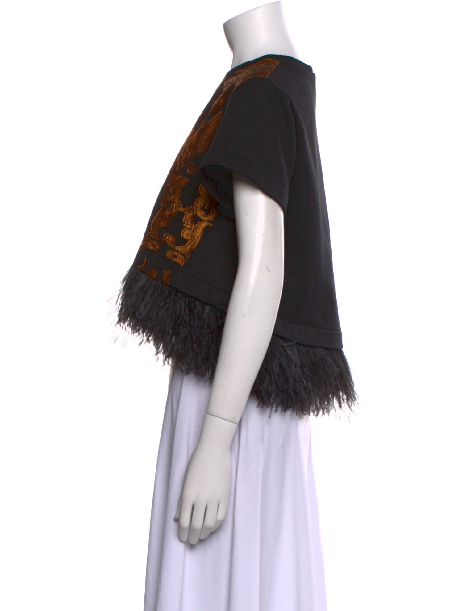 La DoubleJ Printed Crew Neck Crop Top