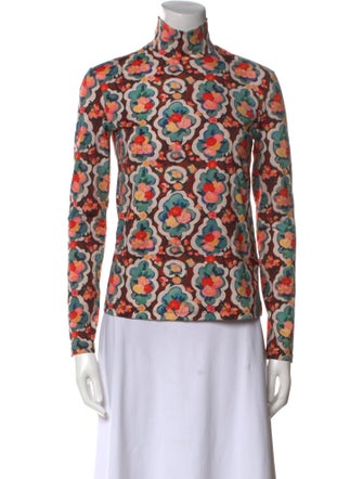 La DoubleJ Floral Print Turtleneck Sweater