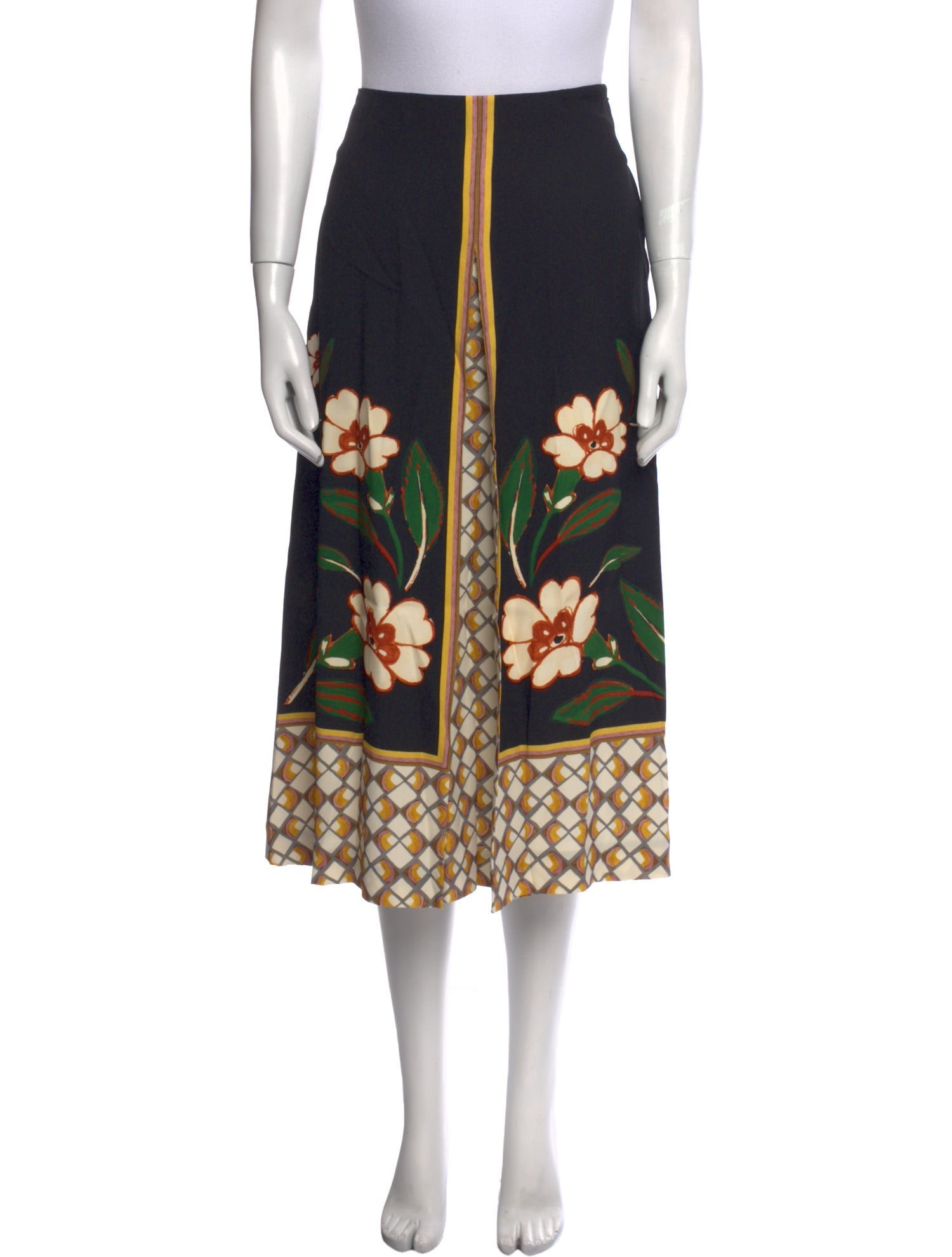 La DoubleJ Floral Print Midi Length Skirt