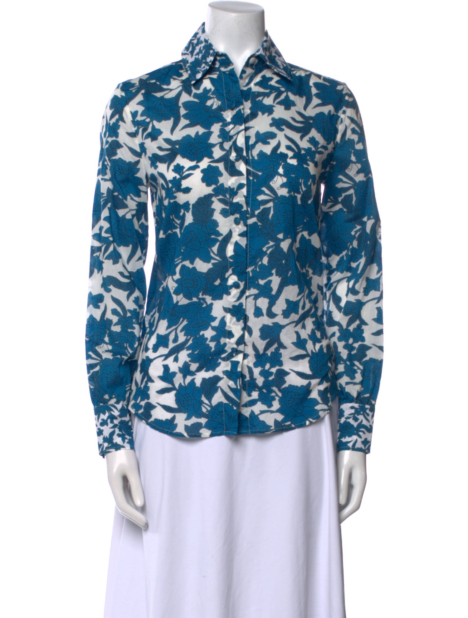 La DoubleJ Floral Print Long Sleeve Button-Up Top