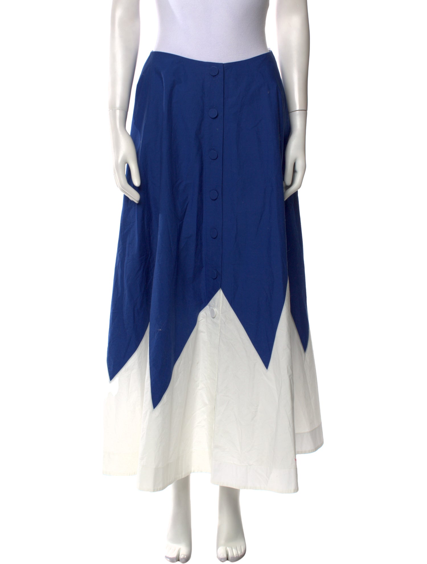 La DoubleJ Colorblock Pattern Midi Length Skirt