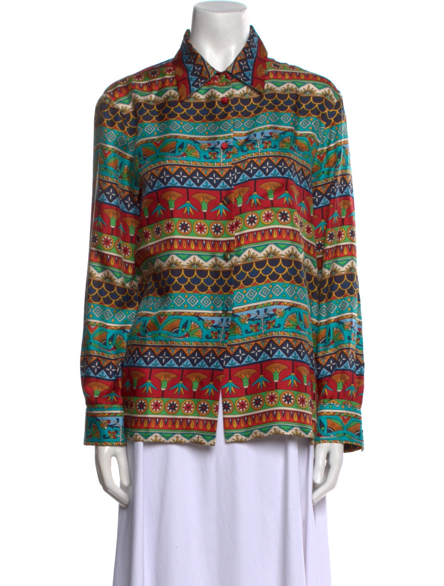 La DoubleJ Silk Printed Button-Up Top