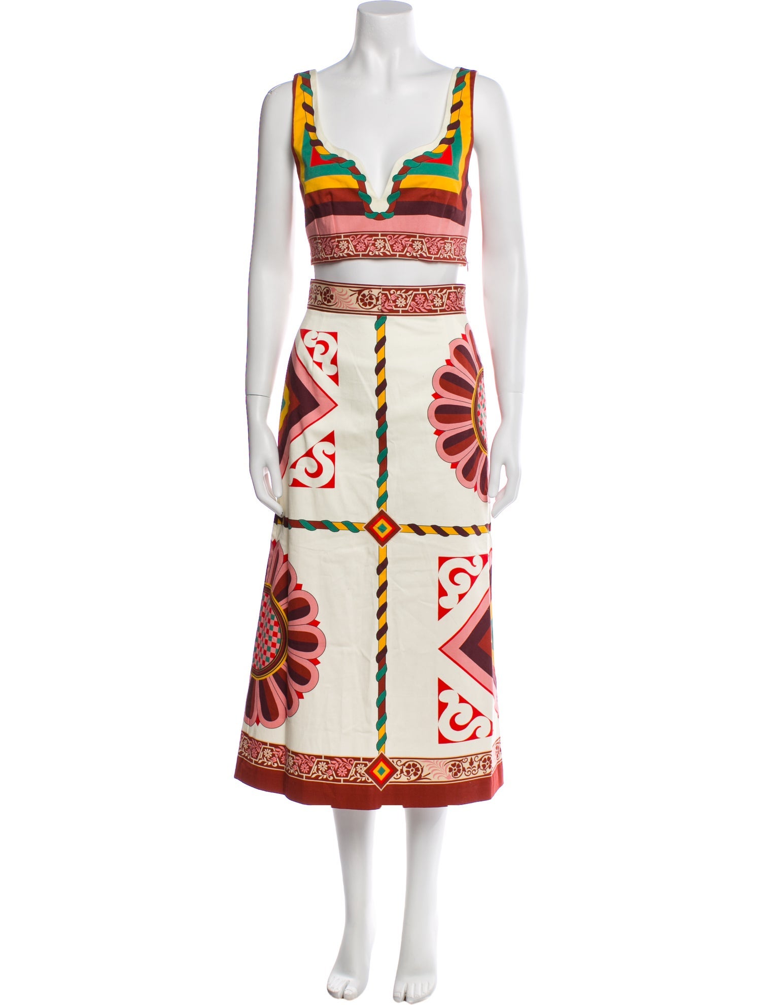 La DoubleJ Printed Keyhole Accent Skirt Set