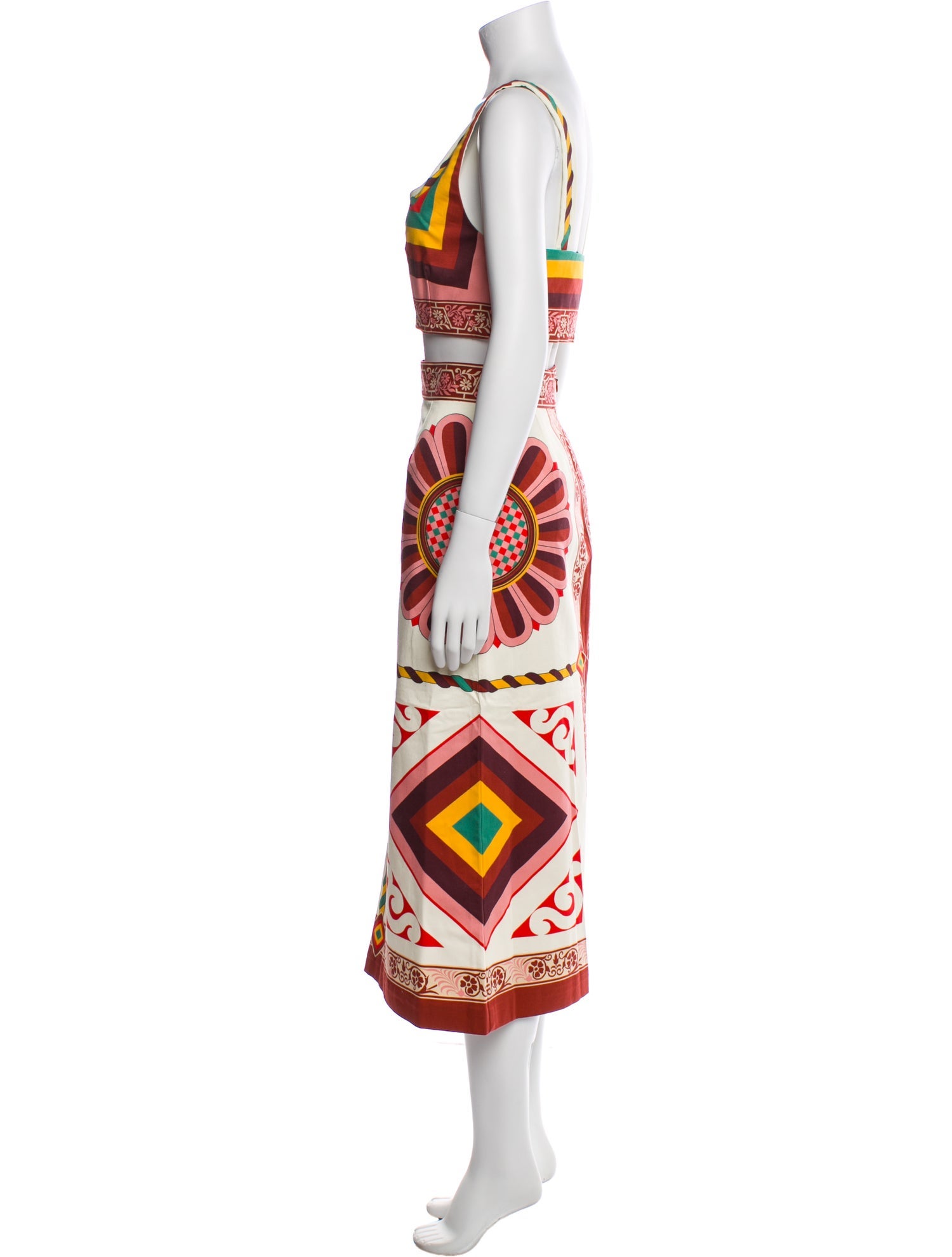 La DoubleJ Printed Keyhole Accent Skirt Set