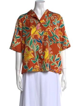 La DoubleJ Printed V-Neck Blouse