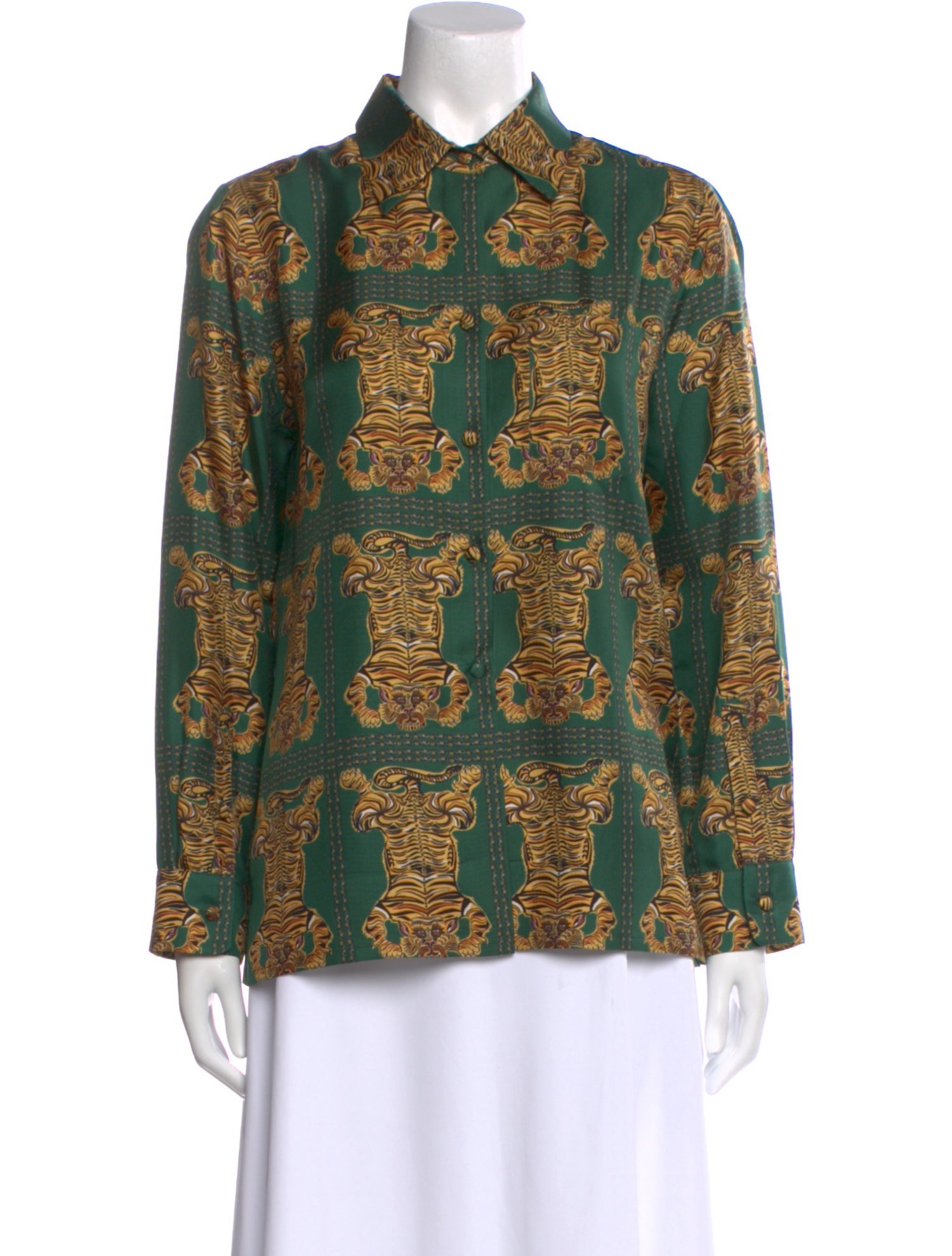 La DoubleJ Silk Printed Button-Up Top