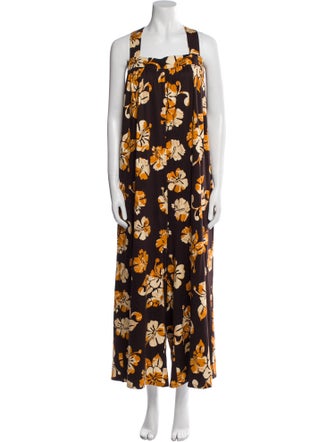La DoubleJ Floral Print Square Neckline Jumpsuit