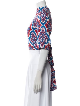 La DoubleJ Floral Print Mock Neck Crop Top