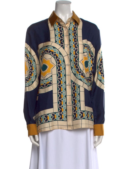 La DoubleJ Silk Printed Button-Up Top