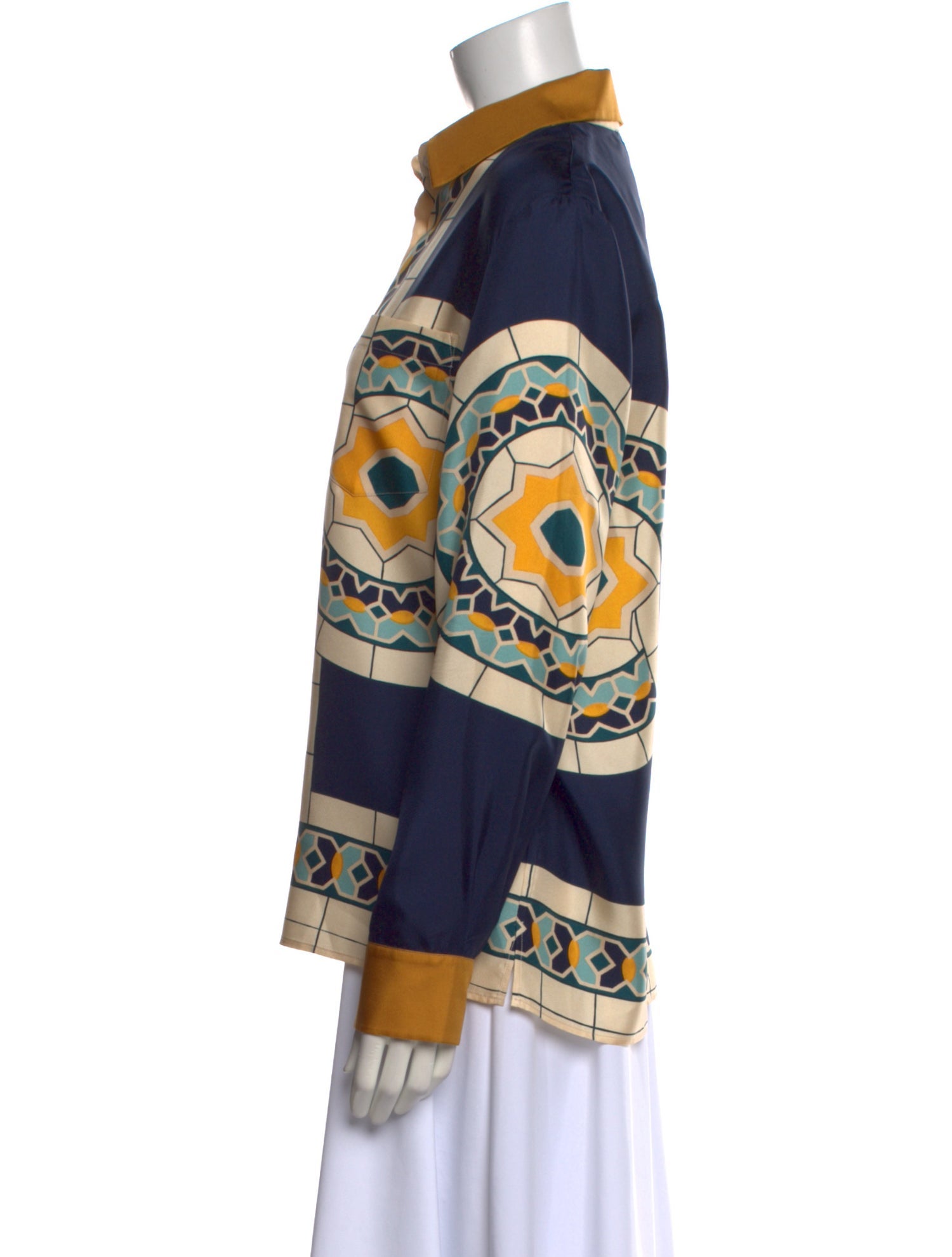 La DoubleJ Silk Printed Button-Up Top