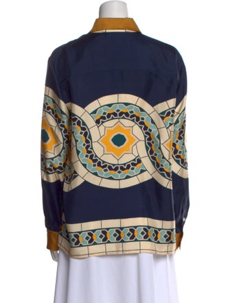 La DoubleJ Silk Printed Button-Up Top