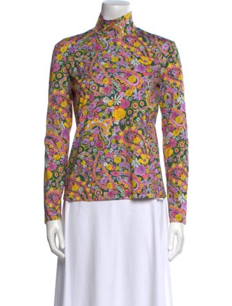 La DoubleJ Printed Mock Neck Blouse