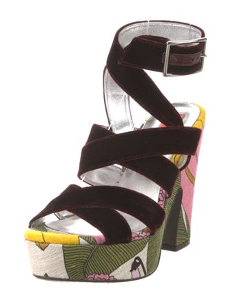 La DoubleJ Velvet Printed Gladiator Sandals